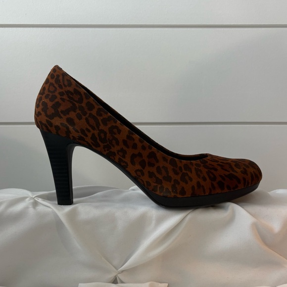 Clarks Shoes - Clarks Brown Leopard Print Heels